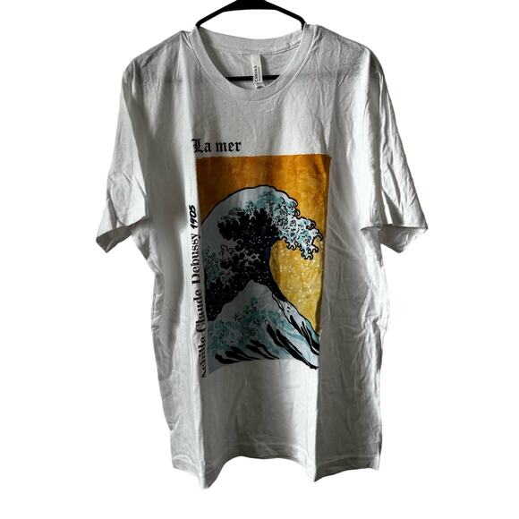 NEW La Mer The Great Wave off T Shirt Mens XL White Short Sleeve Graphic Tee - Picture 2 of 5